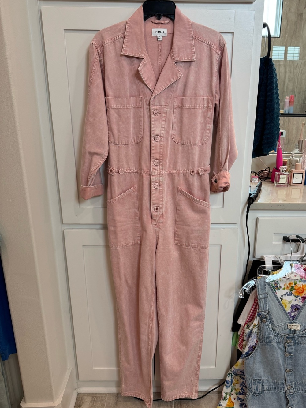 pistola long sleeve denim romper